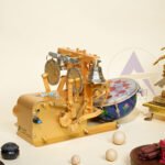 Krishna carving on mini pooja electric machine with handpainting on it with drum having blue color | Jalar machine | aarti machine| Mini arti machine| automatic aartimachi| electric arti machine