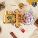 Shankh Kalakari Krishna carving on mini pooja electric machine with handpainting on it with drum having blue color | Jalar machine | aarti machine| Mini arti machine| automatic aartimachi| electric arti machine