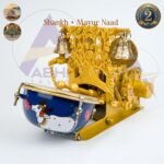 Shankh Kalakari Krishna carving on mini pooja electric machine with handpainting on it with drum having blue color | Jalar machine | aarti machine| Mini arti machine| automatic aartimachi| electric arti machine